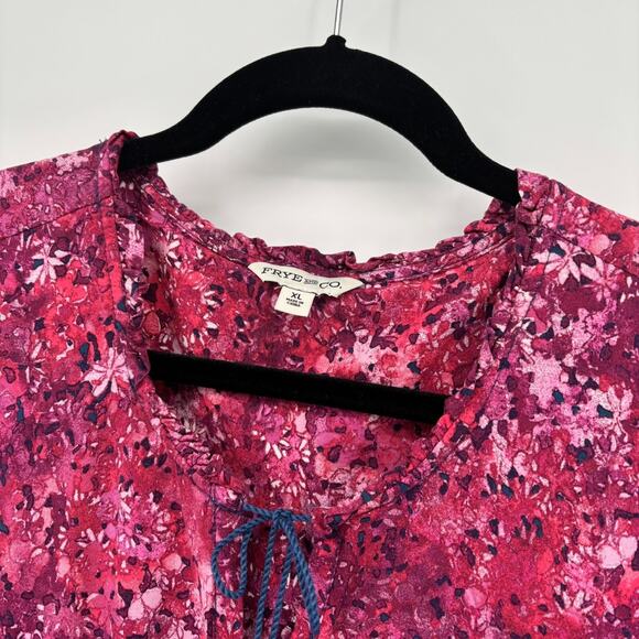 Frye and Co Dress XL Midi Floral Tassel Rayon Western Peasant Boho Canyon - Picture 5 of 8